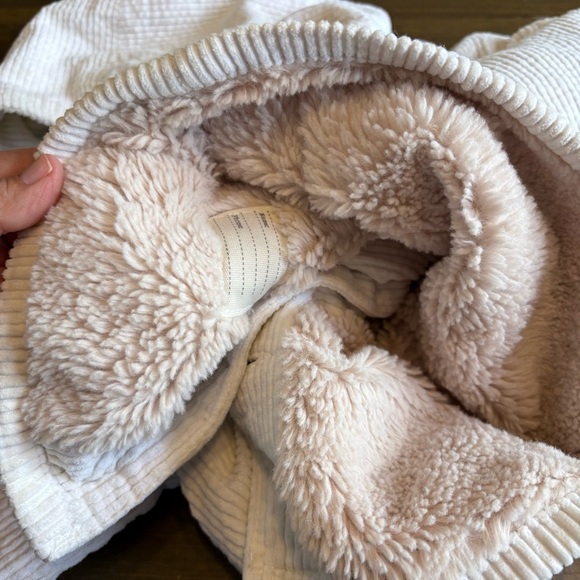 Zara Baby Corduroy Chore Jacket Hooded Cream Button Front Faux Fur 2T 3T - Picture 5 of 5